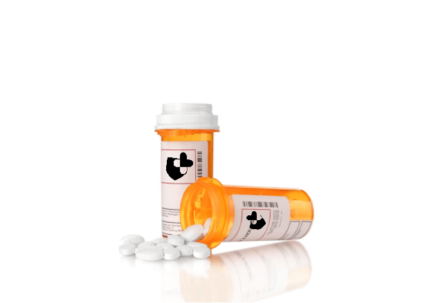 Two medication containers, one open