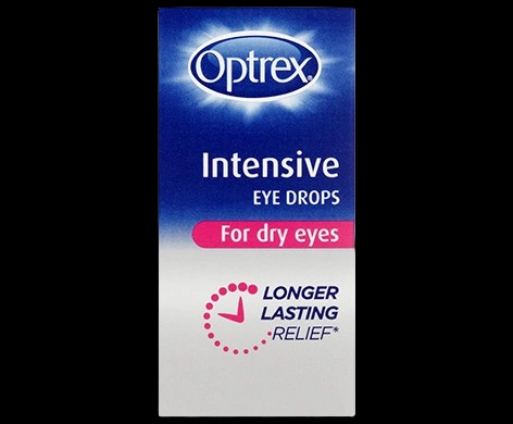 Optrex Intensive Eye Drops for Dry Eyes packaging which is available to order online from NowPatient with next day delivery