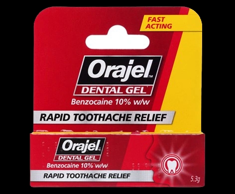 Orajel Dental Gel packaging which is available to order online from NowPatient with next day delivery