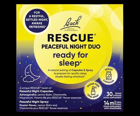 Rescue Peaceful Night Duo packaging which is available to order online from NowPatient with next day delivery