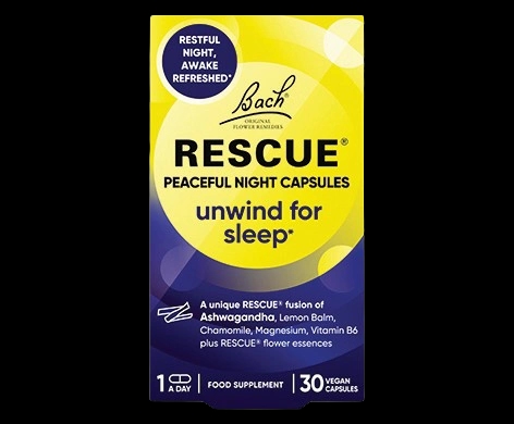 Rescue Peaceful Night Capsules packaging which is available to order online from NowPatient with next day delivery