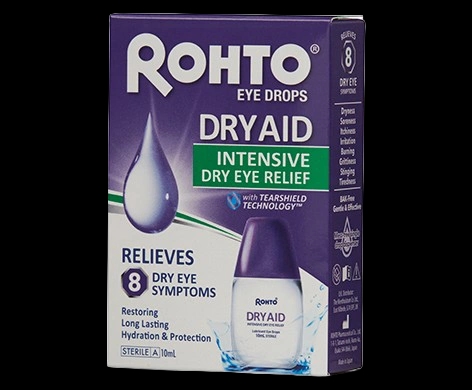 Rohto Dry Aid Intensive Dry Eye Relief packaging which is available to order online from NowPatient with next day delivery