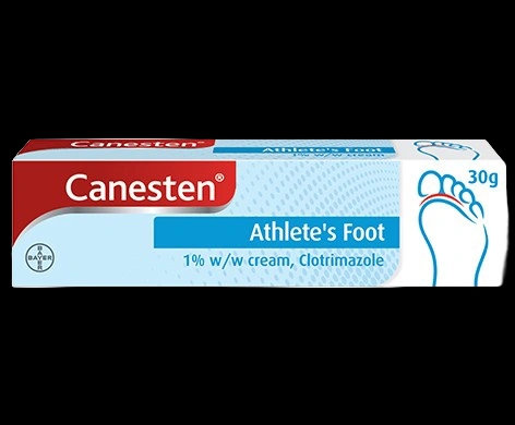 Canesten Athlete’s Foot 1%w/w Cream packaging which is available to order online from NowPatient with next day delivery