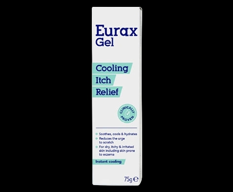 Eurax Cooling Itch Relief Gel packaging which is available to order online from NowPatient with next day delivery