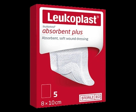 Leukoplast Leukomed Absorbent Plus packaging which is available to order online from NowPatient with next day delivery