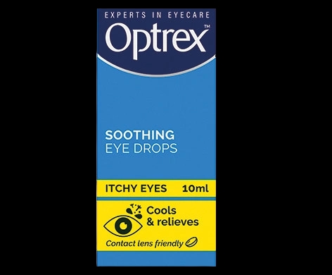 Optrex Soothing Eye Drops Itchy Eyes packaging which is available to order online from NowPatient with next day delivery