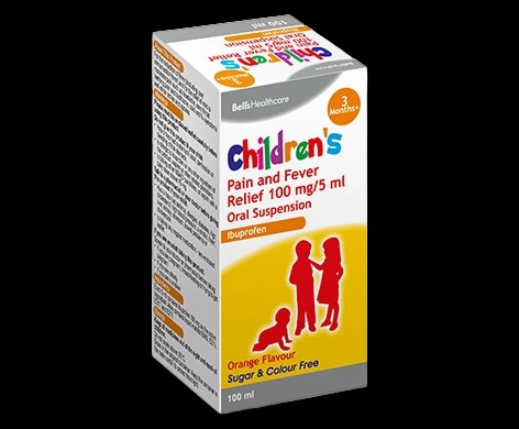 Children’s Pain and Fever Relief 100mg/5ml Oral Suspension packaging which is available to order online from NowPatient with next day delivery