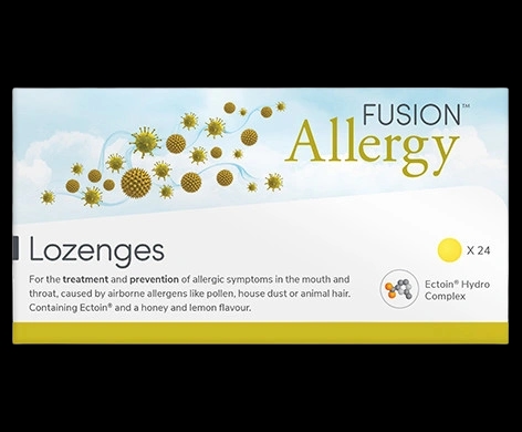 Fusion Allergy Lozenges packaging which is available to order online from NowPatient with next day delivery