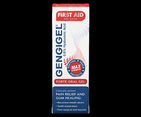 Gengigel First Aid Forte Oral Gel packaging which is available to order online from NowPatient with next day delivery