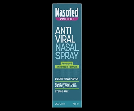 Nasofed Protect Anti Viral Nasal Spray packaging which is available to order online from NowPatient with next day delivery