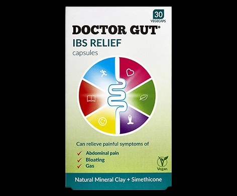 Doctor Gut IBS Relief Capsules packaging which is available to order online from NowPatient with next day delivery