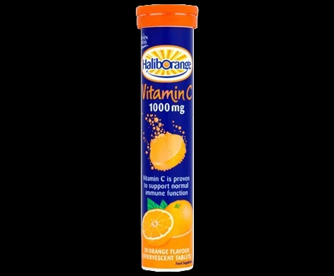 Haliborange Vitamin C 1000mg Effervescent Tablets Orange packaging which is available to order online from NowPatient with next day delivery