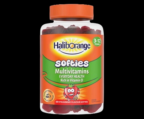 Haliborange Multivitamins Strawberry Softies packaging which is available to order online from NowPatient with next day delivery