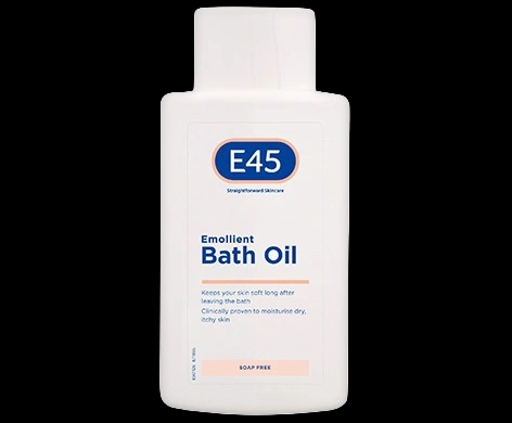 E45 Emollient Bath Oil packaging which is available to order online from NowPatient with next day delivery