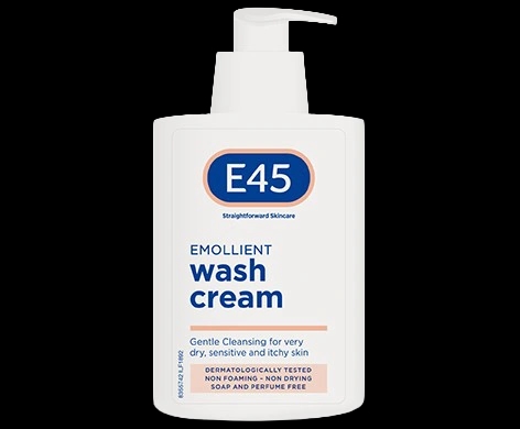 E45 Emollient Wash Cream packaging which is available to order online from NowPatient with next day delivery