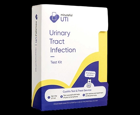 MInuteful Urinary Tract Infection Test Kit packaging which is available to order online from NowPatient with next day delivery