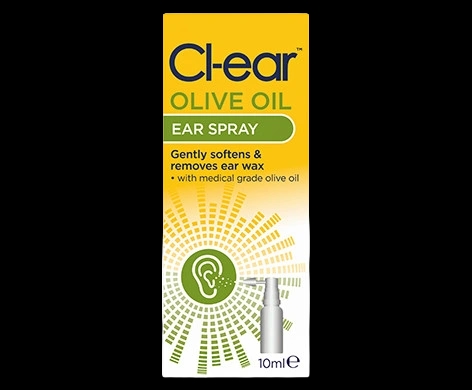 Cl-ear Olive Oil Ear Spray packaging which is available to order online from NowPatient with next day delivery