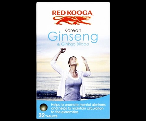 Red Kooga Korean Ginseng & Ginkgo Biloba packaging which is available to order online from NowPatient with next day delivery