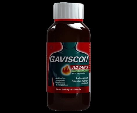 Gaviscon Advance Peppermint Liquid packaging which is available to order online from NowPatient with next day delivery