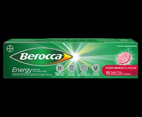 Berocca Effervescent Tablets Mixed Berries Flavour packaging which is available to order online from NowPatient with next day delivery