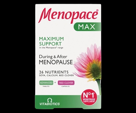 Menopace Max packaging which is available to order online from NowPatient with next day delivery
