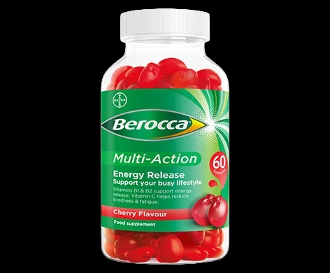 Berocca Multi-Action Gummies packaging which is available to order online from NowPatient with next day delivery