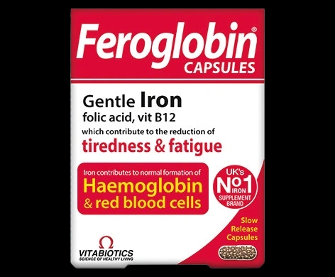 Feroglobin Capsules packaging which is available to order online from NowPatient with next day delivery