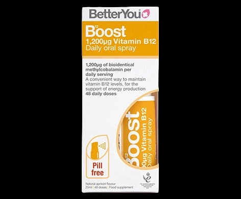 Boost Vitamin B12 Oral Spray packaging which is available to order online from NowPatient with next day delivery