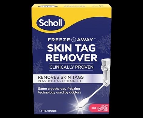 Scholl Freeze Away Skin Tag remover packaging which is available to order online from NowPatient with next day delivery