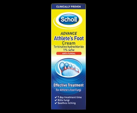 Scholl Advance Athlete’s Foot Cream packaging which is available to order online from NowPatient with next day delivery