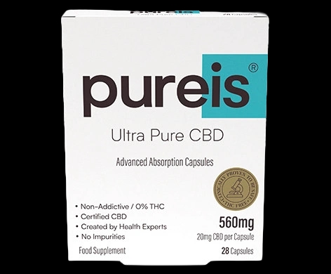Pureis Ultra Pure CBD Advanced Absorption 20mg Capsules packaging which is available to order online from NowPatient with next day delivery