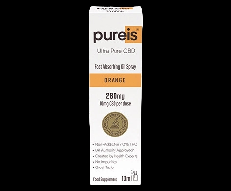Pureis Ultra Pure CBD Fast Absorbing Oil Spray packaging which is available to order online from NowPatient with next day delivery