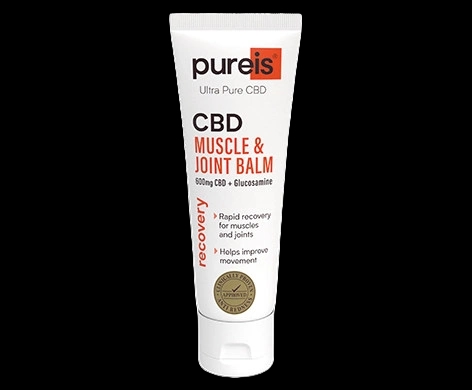 Pureis Ultra Pure CBD Muscle & Joint Balm 600mg CBD + Glucosamine packaging which is available to order online from NowPatient with next day delivery