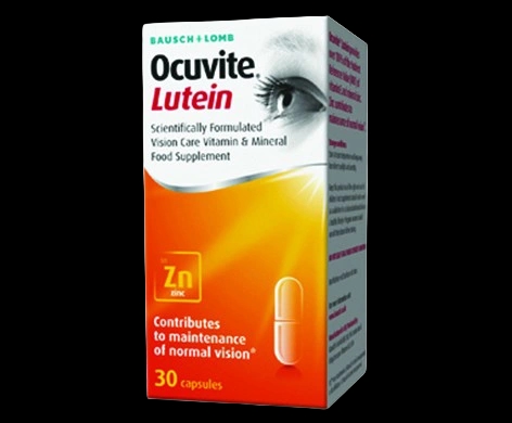Ocuvite Lutein Capsules packaging which is available to order online from NowPatient with next day delivery