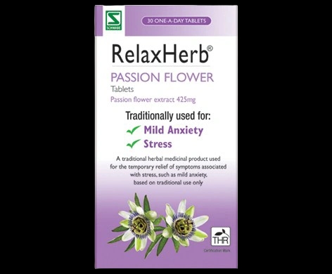 RelaxHerb Passion Flower Tablets packaging which is available to order online from NowPatient with next day delivery