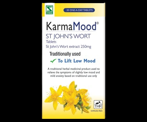 KarmaMood St John’s Wort Tablets packaging which is available to order online from NowPatient with next day delivery