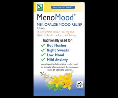 MenoMood Menopause Mood Relief Tablets packaging which is available to order online from NowPatient with next day delivery