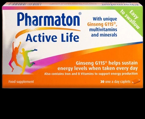 Pharmaton Active Life Caplets packaging which is available to order online from NowPatient with next day delivery