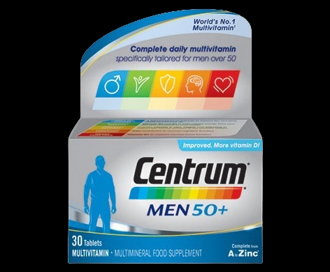 Centrum Men 50+ packaging which is available to order online from NowPatient with next day delivery