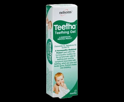Nelsons Teetha Teething Gel packaging which is available to order online from NowPatient with next day delivery
