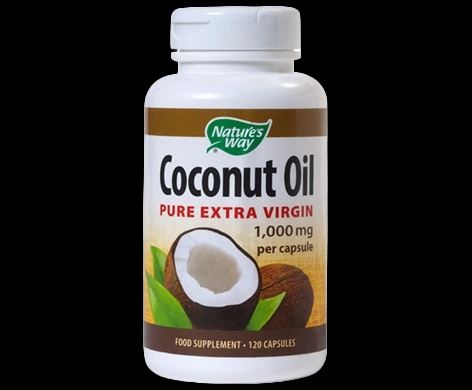 Natures Way Pure Extra Virgin Coconut Oil Capsules packaging which is available to order online from NowPatient with next day delivery