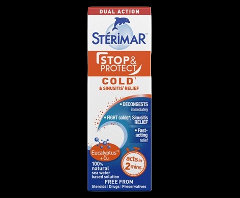 Sterimar Stop & Protect Cold & Sinusitis Relief packaging which is available to order online from NowPatient with next day delivery