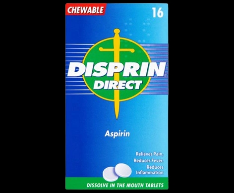 Disprin Direct Chewables packaging which is available to order online from NowPatient with next day delivery