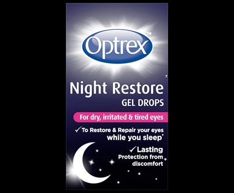 Optrex Night Restore Gel Drops packaging which is available to order online from NowPatient with next day delivery