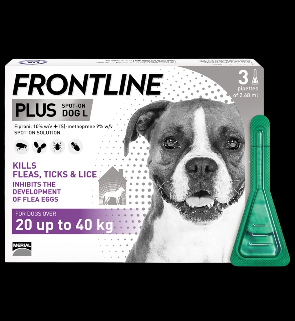 Frontline Plus Dog L 20-40kg packaging which is available to order online from NowPatient with next day delivery