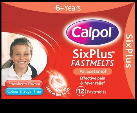 Calpol Six Plus Fastmelts packaging which is available to order online from NowPatient with next day delivery
