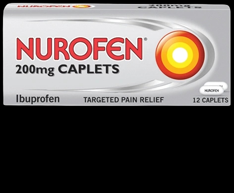 Nurofen 200mg Caplets packaging which is available to order online from NowPatient with next day delivery