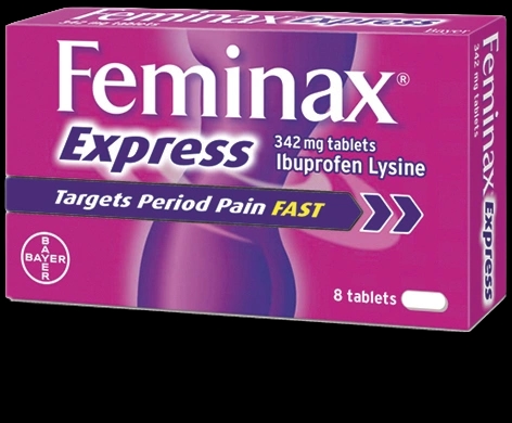 Feminax Express packaging which is available to order online from NowPatient with next day delivery