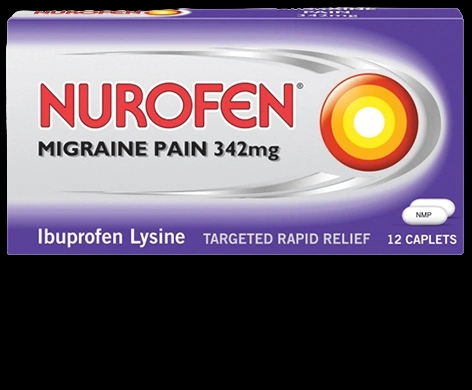 Nurofen Migraine Pain packaging which is available to order online from NowPatient with next day delivery