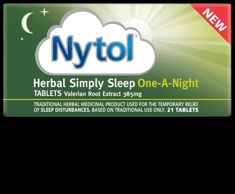Nytol Herbal Simply Sleep One-A-Night packaging which is available to order online from NowPatient with next day delivery